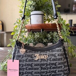 Juicy Couture Black and Gold Shoulder Bag